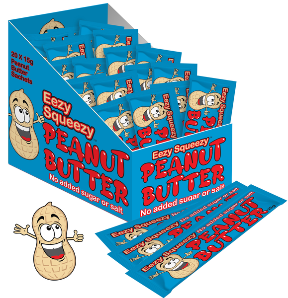 Eezy Squeezy Smooth Peanut Butter Sachets - No Added Sugar or Salt.