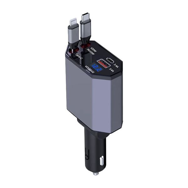 Fudisenn 4-in-1 Retractable Car Charger - 120W Fast Charging Adapter