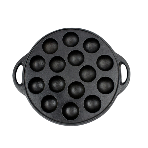 Pruchef - Black Cast Iron Mini Balls Pan with 15 Compartment Holes