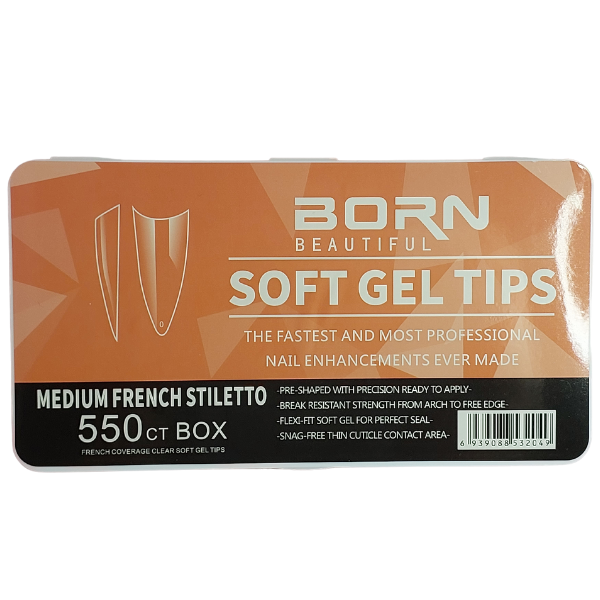 Soft Gel Tips – French Cover Medium Stiletto – 550 Piece - Nails by Nicole