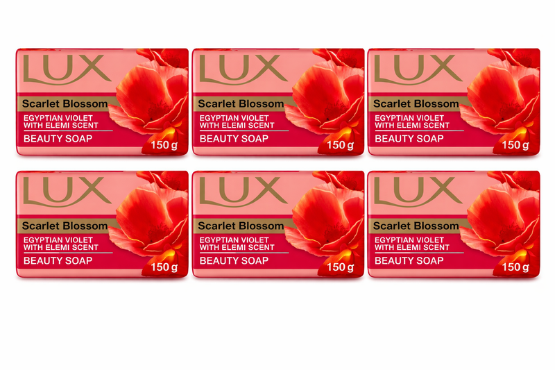 LUX Scarlet Blossom Bar Soap 6 Pack 150g Egyptian Violet Fragrance
