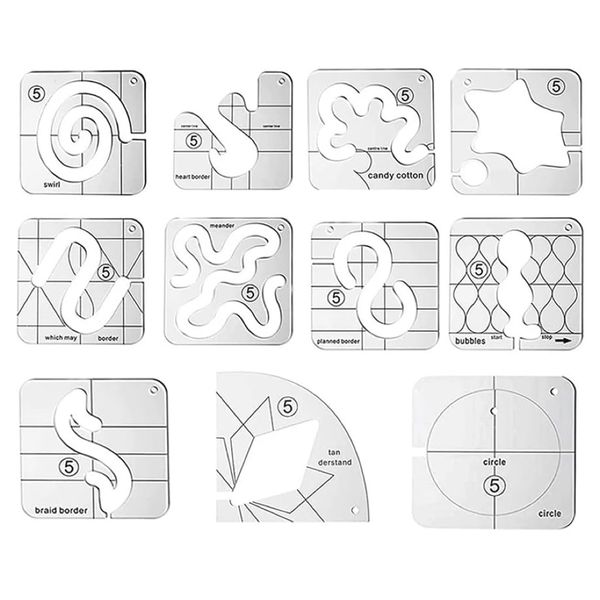 Craft DIY Multifunctional Acrylic Sewing Template Ruler Set of 11