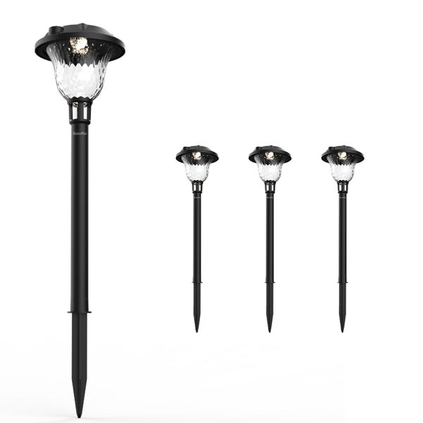 BezosMax 4 Pack LED Solar Outdoor Lights, Waterproof Solar Lawn Lights