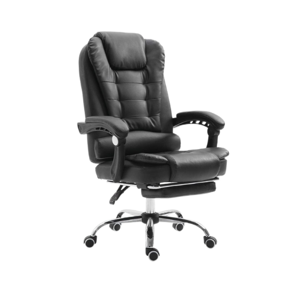 High Back Executive Office Chair with Footrest - Ergonomic PU Leather