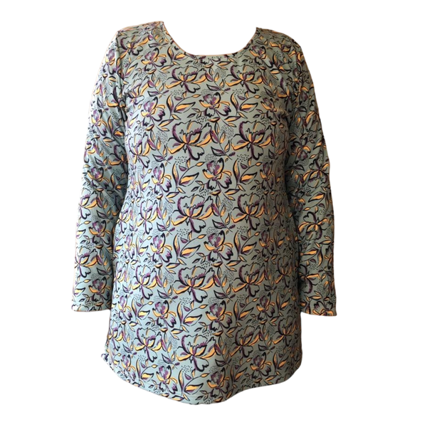 Maternity T-shirt Long Sleeve - Duck Egg Floral