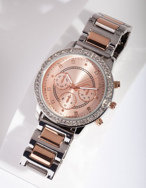 Lovisa Mixed Metal Diamante Link Strap Watch