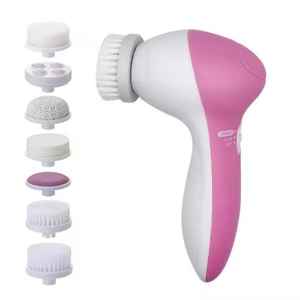 7 in 1 Electric Exfoliating Massage Device Facial Cleansing Brush - Pink
