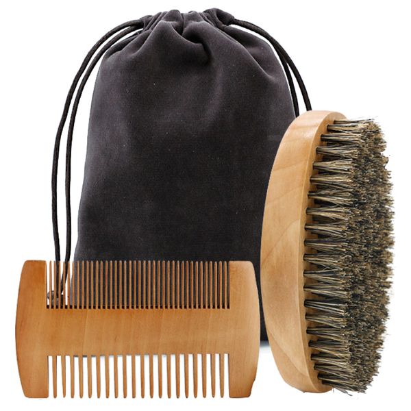 Fashion Wooden Professional Beard Brush &amp; Comb Kit Set of 3 - 11cm