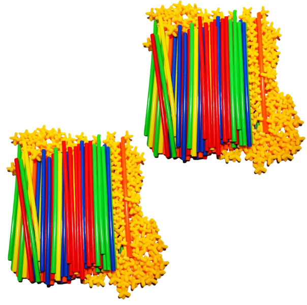 Pack of 2 - Plastic Straws &amp; Connectors Building Construction Set
