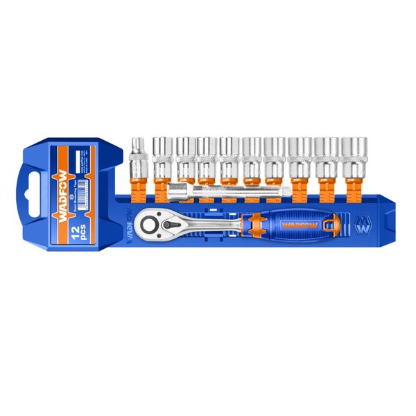 Wadfow - Socket Set (Cr-V 3/8" 45T) - 12 Pieces