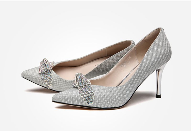 Sparkling Leather Silver Evening Pro Wedding Shoes