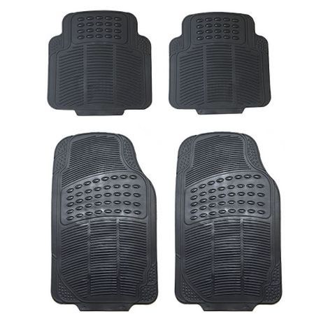 Universal Heavy Duty Black Rubber Car Mat Set - Vehicle Accessories