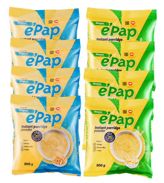 e'Pap Porridge | Nutritious Instant Porridge | Original &amp; Banana | 8 Pack