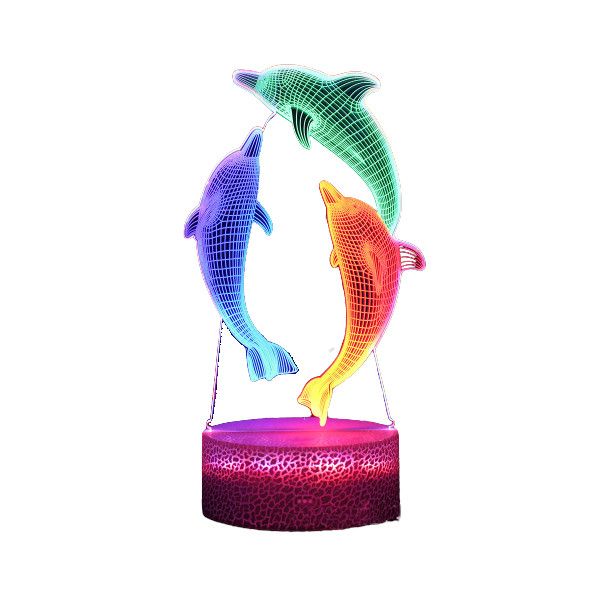 3D LED: Dolphin Multicolor illusion Lamps Light|Smart Touch|Remote
