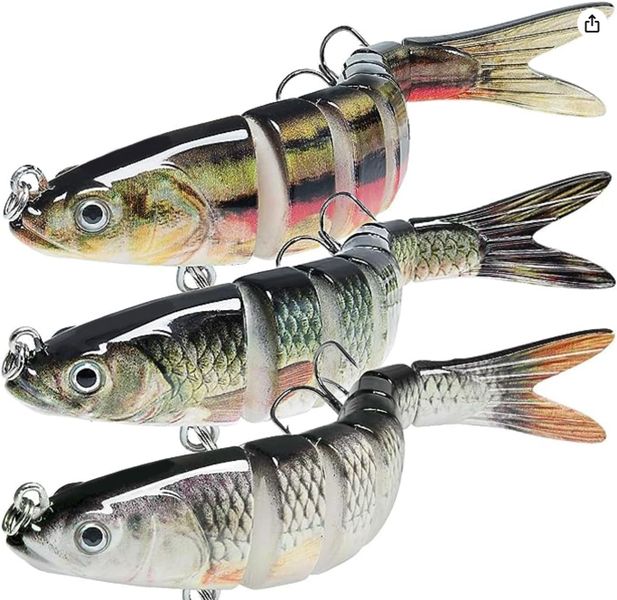 3 Piece Fishing Lures for Bass Trout Multi Jointed Swimbaits Slow Sinking Lures
