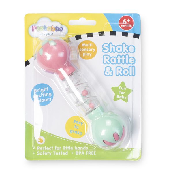 Peekaboo - Baby Rattle Shaker - BPA-Free Plastic - Pink &amp; Green