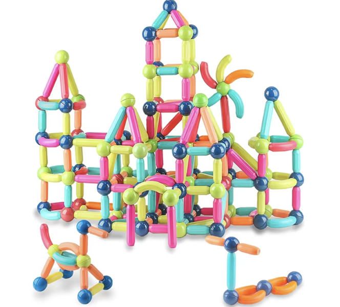 ZNZ MART - 64 Piece Montessori Magnetic Building Sticks with Balls for Kids