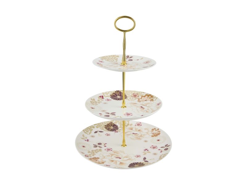 Maxwell and Williams Kimono 3 Tiered Cake Stand - 16/20/27.5X37CM - White