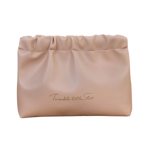 Pleats Simple Elegant Cosmetics Bag Portable Travel Toiletry Bag Pink