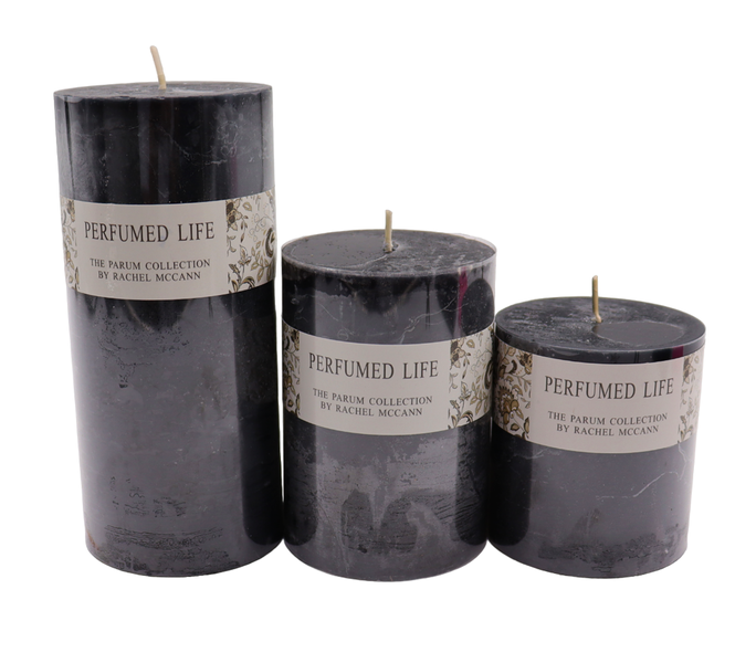 Set of 3 Pillar Scented Wax Candles - Assorted Sizes (S, M, L)