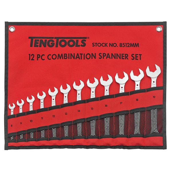 TengTools - Anti Slip Metric Combination Spanner Set in Tool Roll