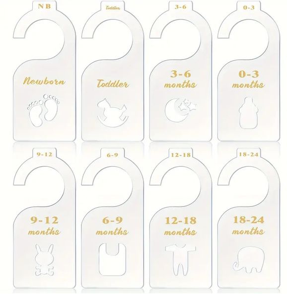 8x Closet Dividers Acrylic Gold Baby Shower gift nursery organizer clothing