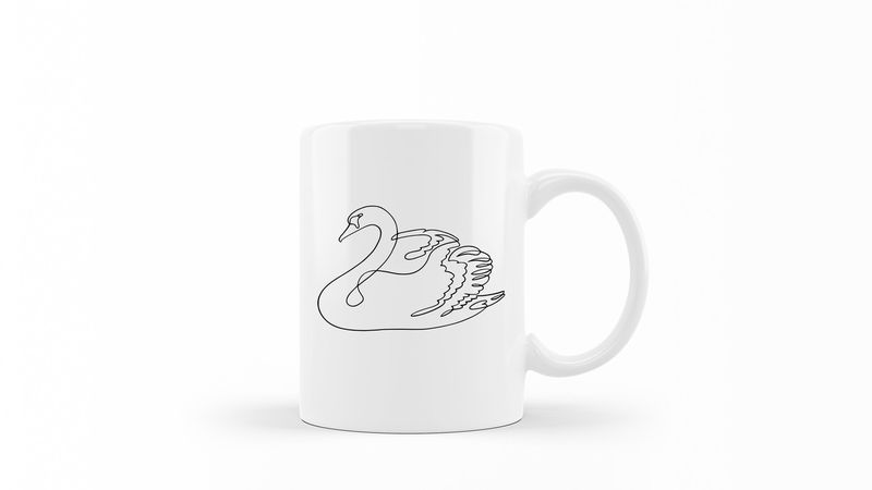 Designer Line Art Coffee Mug - Swan