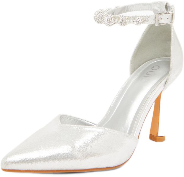 Quiz - Women Silver Diamante Ball Court Heels