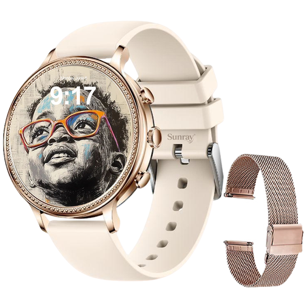 SUNRAY Women's Elegant Smartwatch Gift With Dual Straps &amp; Health Tracking