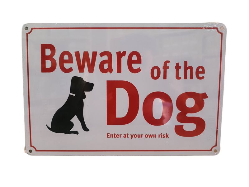Beware Of Dog White Metal cm Home Decor Wall Art
