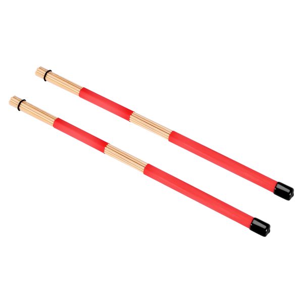 1 Pair 40Cm Bamboo Rod Drum Brushes Sticks for Jazz Folk Music (Red)