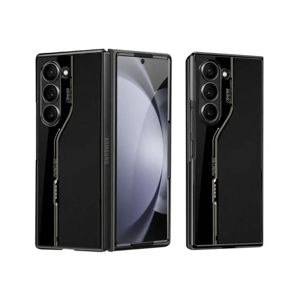 Electroplated Leather Ultra-thin Case For Samsung Galaxy Z FOLD 4-Brown