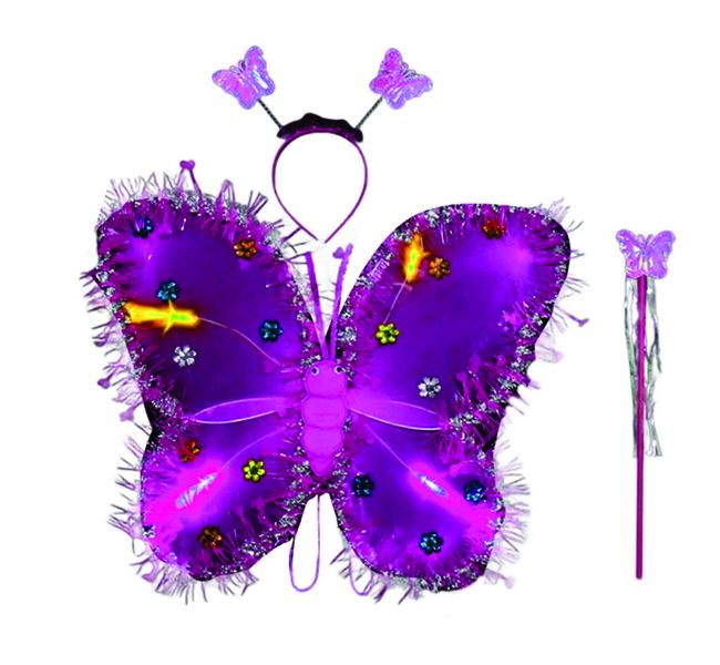 LED Butterfly Wings, Glitter Fairy Halloween Costume. Magic Wand. Angel