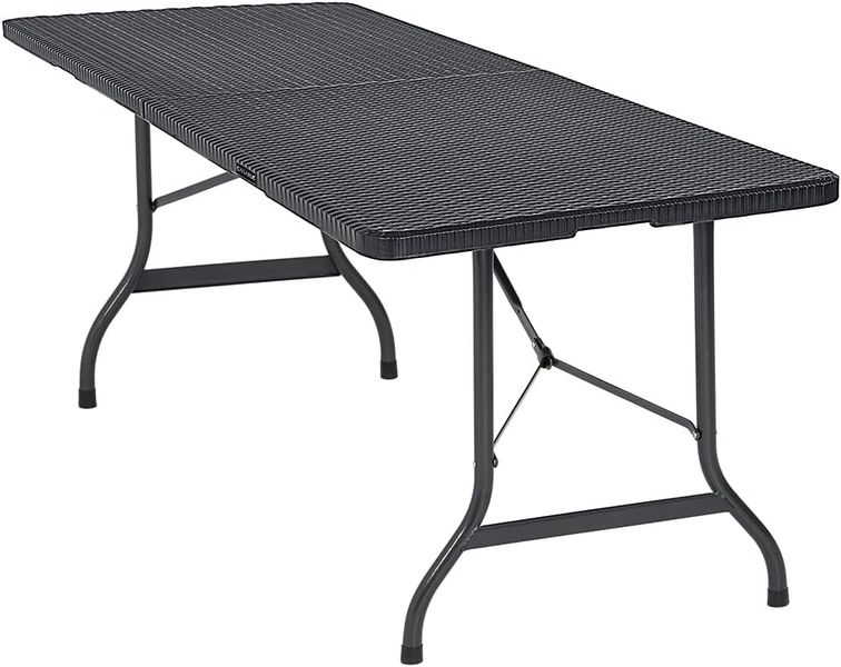 ZYS - 1.8M Rattan Folding Trestle Table 180X74X74 CM - Black
