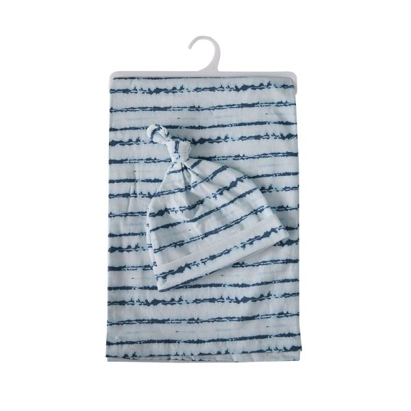 Snuggletime Swaddling Blanket and Hat - Blue