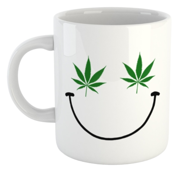 Printed Cannabis Smiley Face Coffee Mug