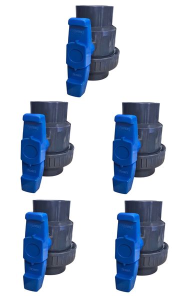 5 X 63mm PVC Ball Valve with Union for Pools, Irrigation, Water Systems