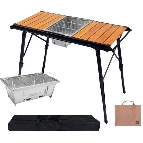 Folding Liftable BBQ Grill Table Picnic Table With IGT Grill for Outdoor