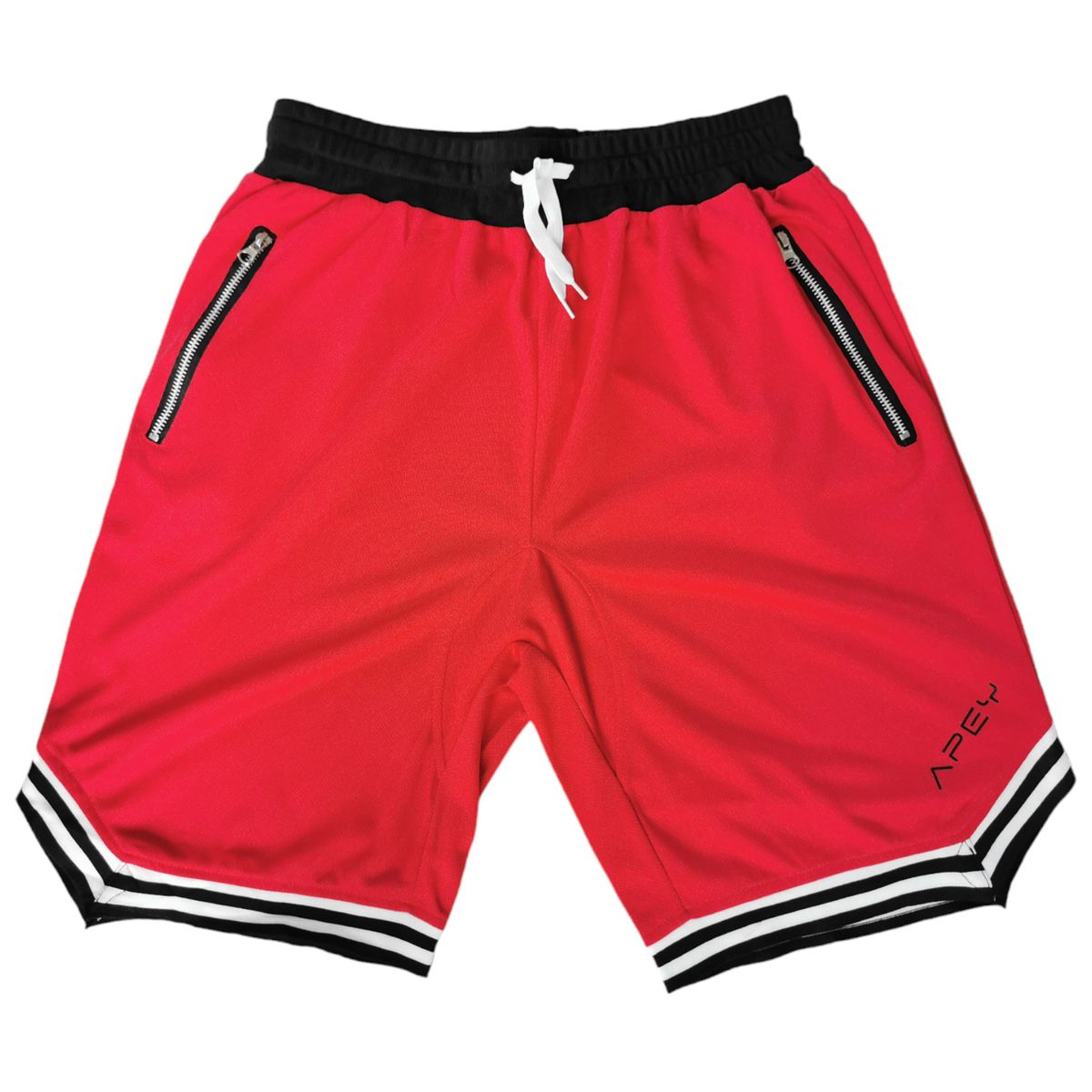 APEY Shorts For Men Basketball Running Gym Shorts Zip Pockets Red