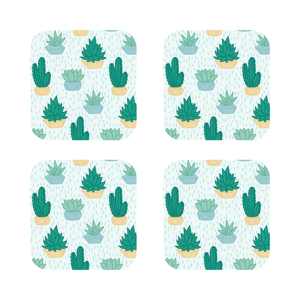 Custom Printed Green Leaves wooden Coasters