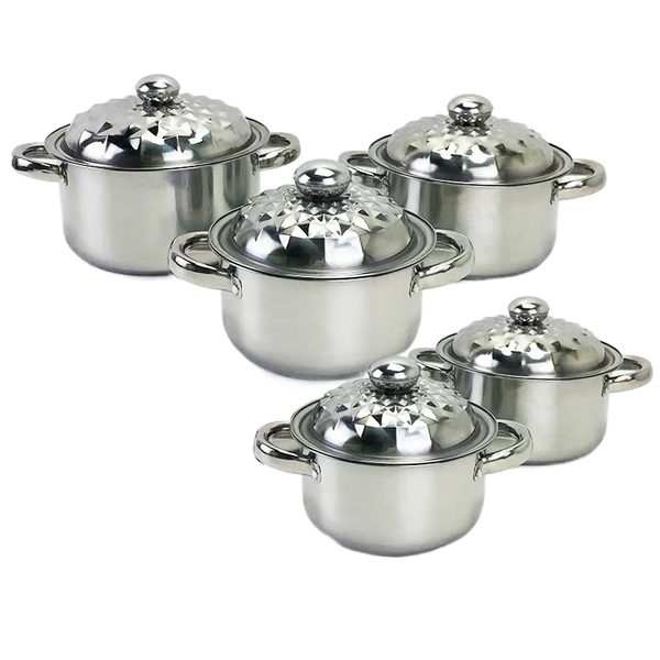High-Quality Stainless Steel Pots &amp; Stainless Steel Lids Set - 10 Piece