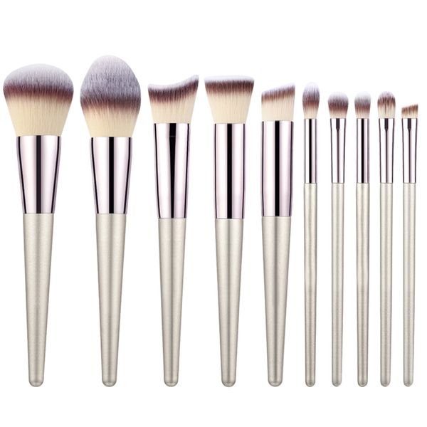 10 Piece Champagne Nude Cosmetic Brush Set