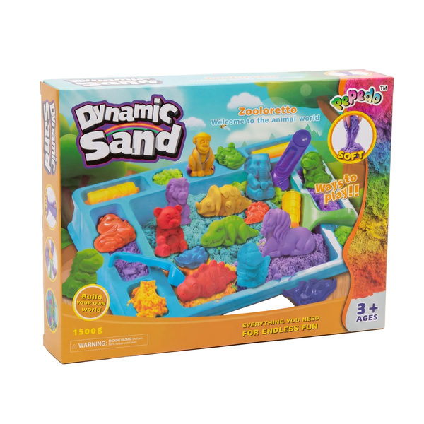 Dynamic Kinetic Sand 1.5kg Kids Sensory Playset with 3D Animal Moulds Kit