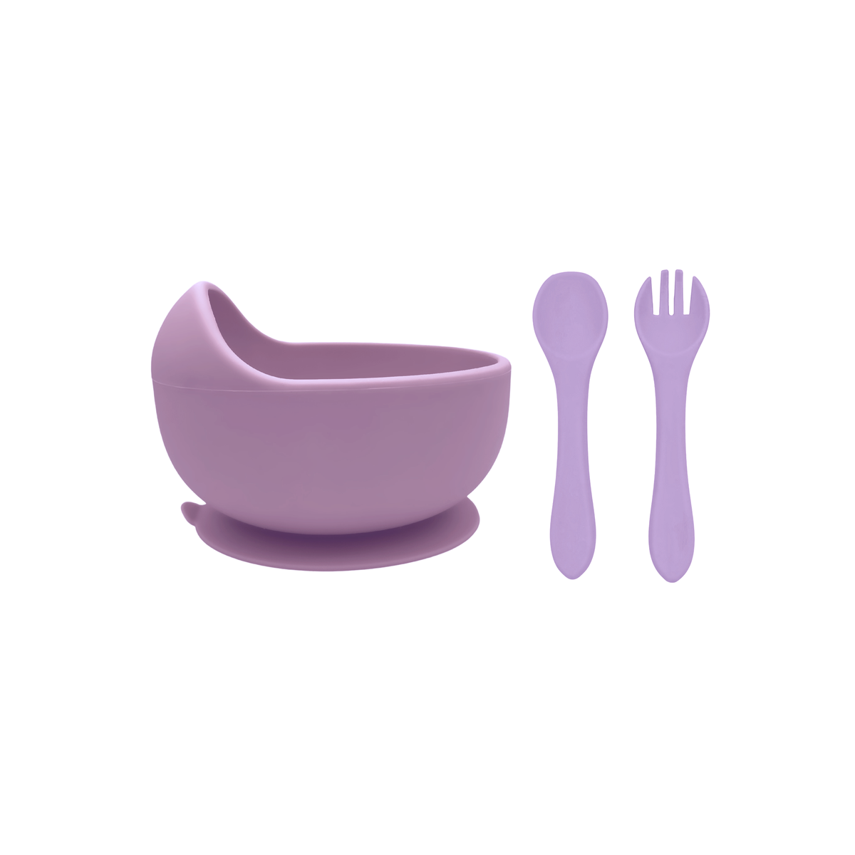 Kids Sucker Bowl Set ( 3 Piece ) By Minitree Baby Feeding Set with Spoon & Fork (Purple)