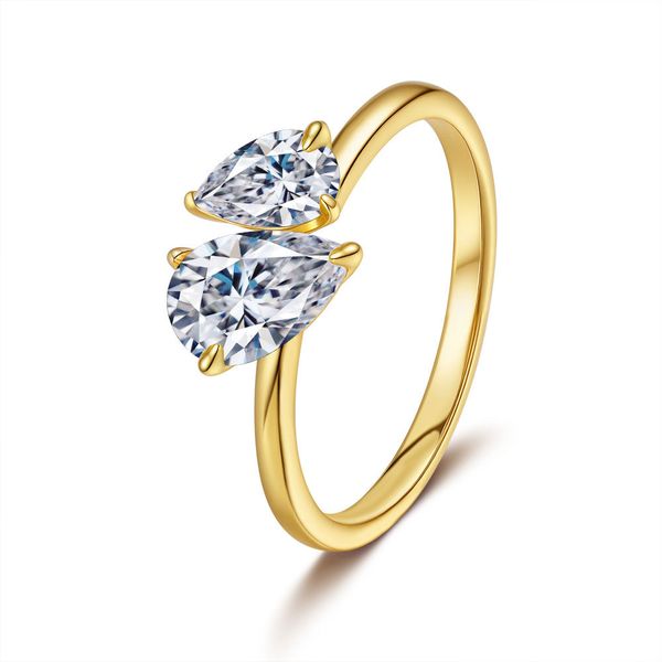ZELTRYN S925 Sterling Silver Moissanite Two-Stone Ring
