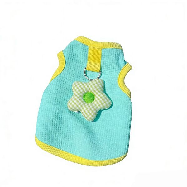 Cute Summer Dog Vest with D-Ring - Soft Waffle Fabric, Breathable