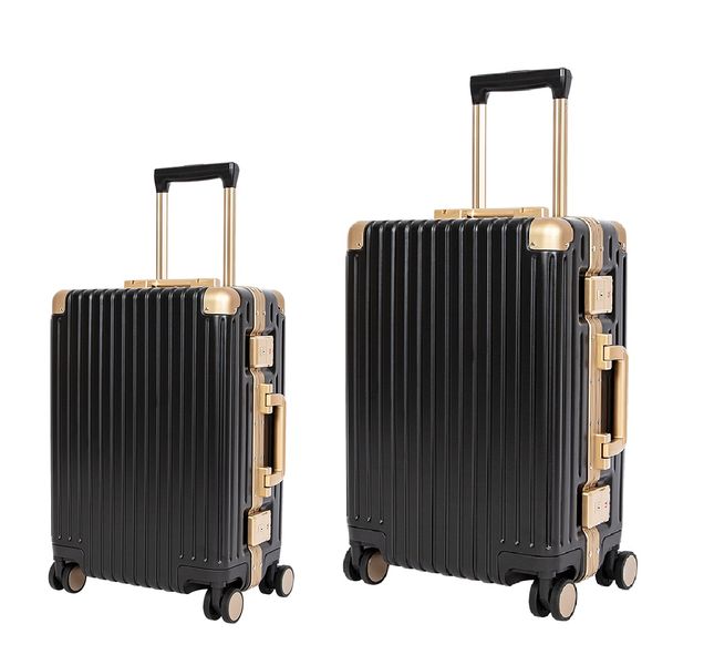 Classic Aluminum Frame Travel Suitcase - 20 inch + 24 inch - White
