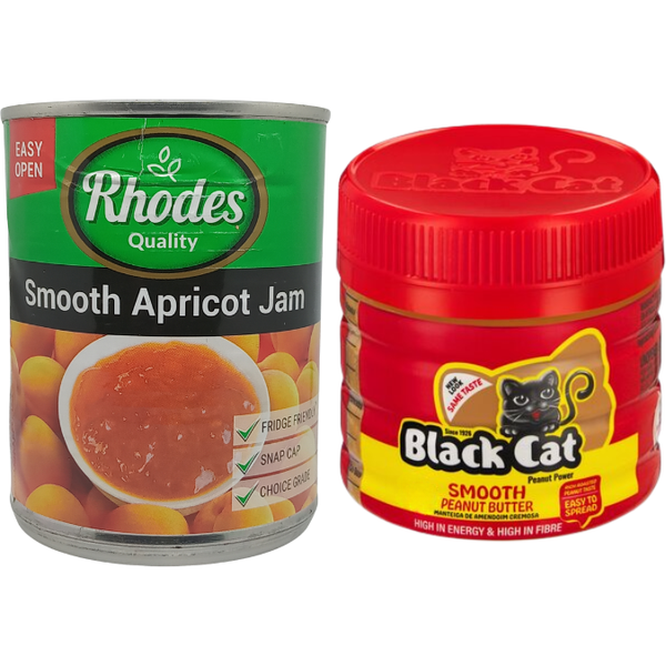 Rhodes Smooth Apricot Jam 450g + Black Cat Smooth Peanut Butter 400g