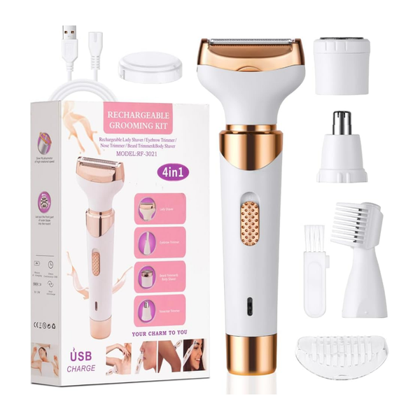 MUSKETEERS 4 in 1 Ladies Multi-Use Electric Shaver Nose and Eyebrow Trimmer