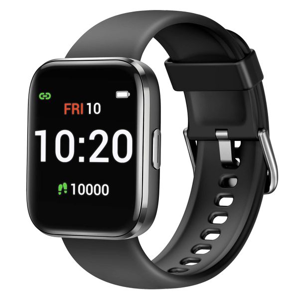 Letsfit - IW1 Smart Watch - Space Gray Case with Black Band